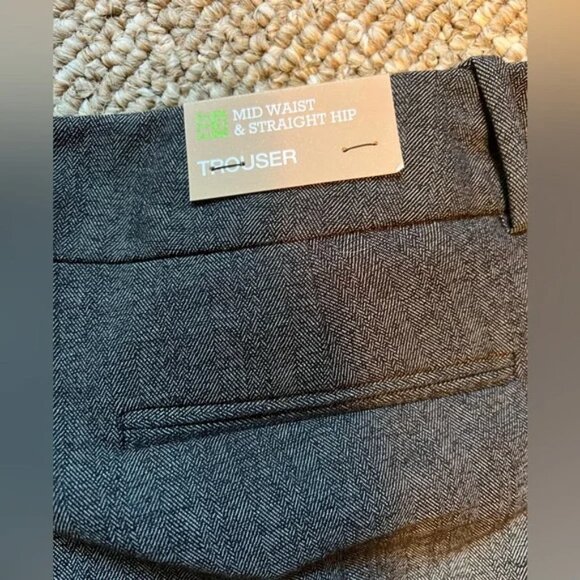 NWT Mossimo Stretch Charcoal Gray Herringbone Trousers Size 18 - Picture 3 of 5